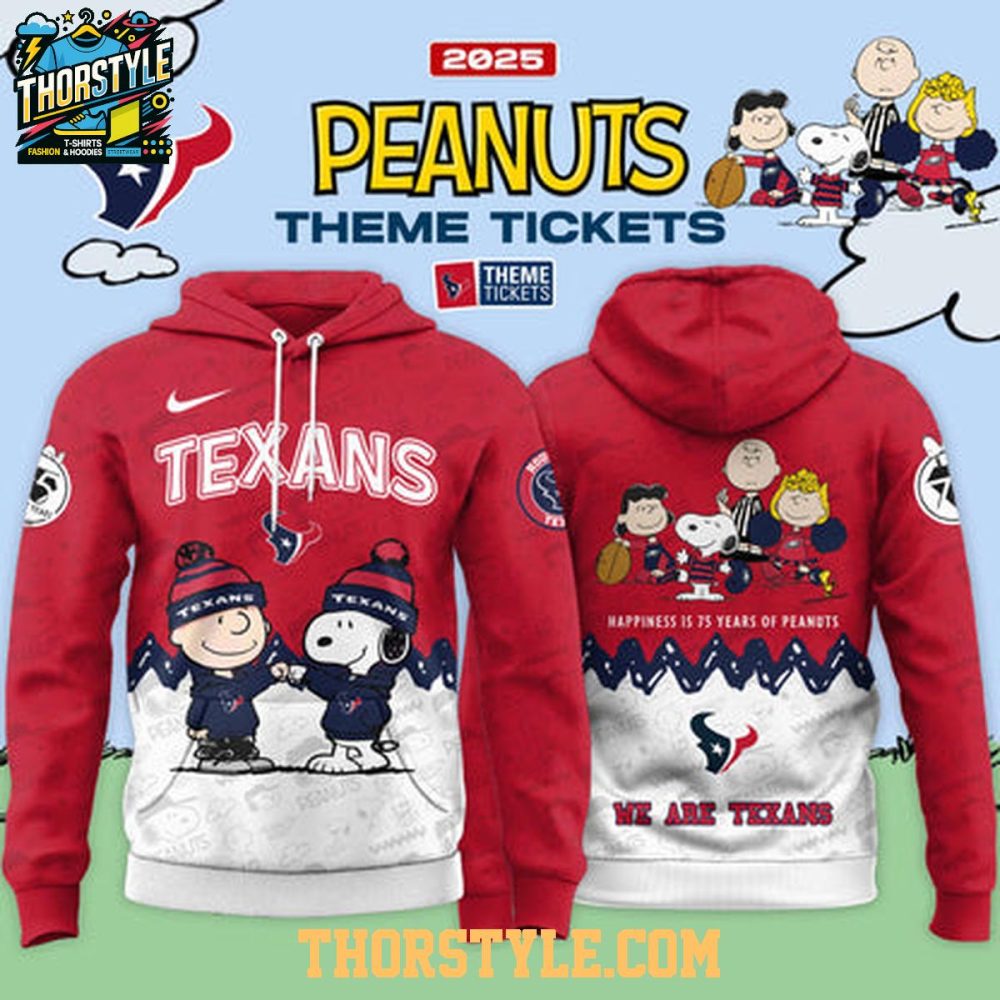 Houston Texans Peanuts 2025 Merry Snoopy Christmas Hoodie T-Shirt