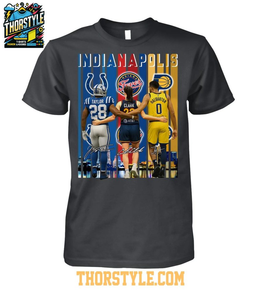 Indianapolis Colts Taylor Indiana Fever Clark Indiana Pacers Haliburton 2025 T-Shirt