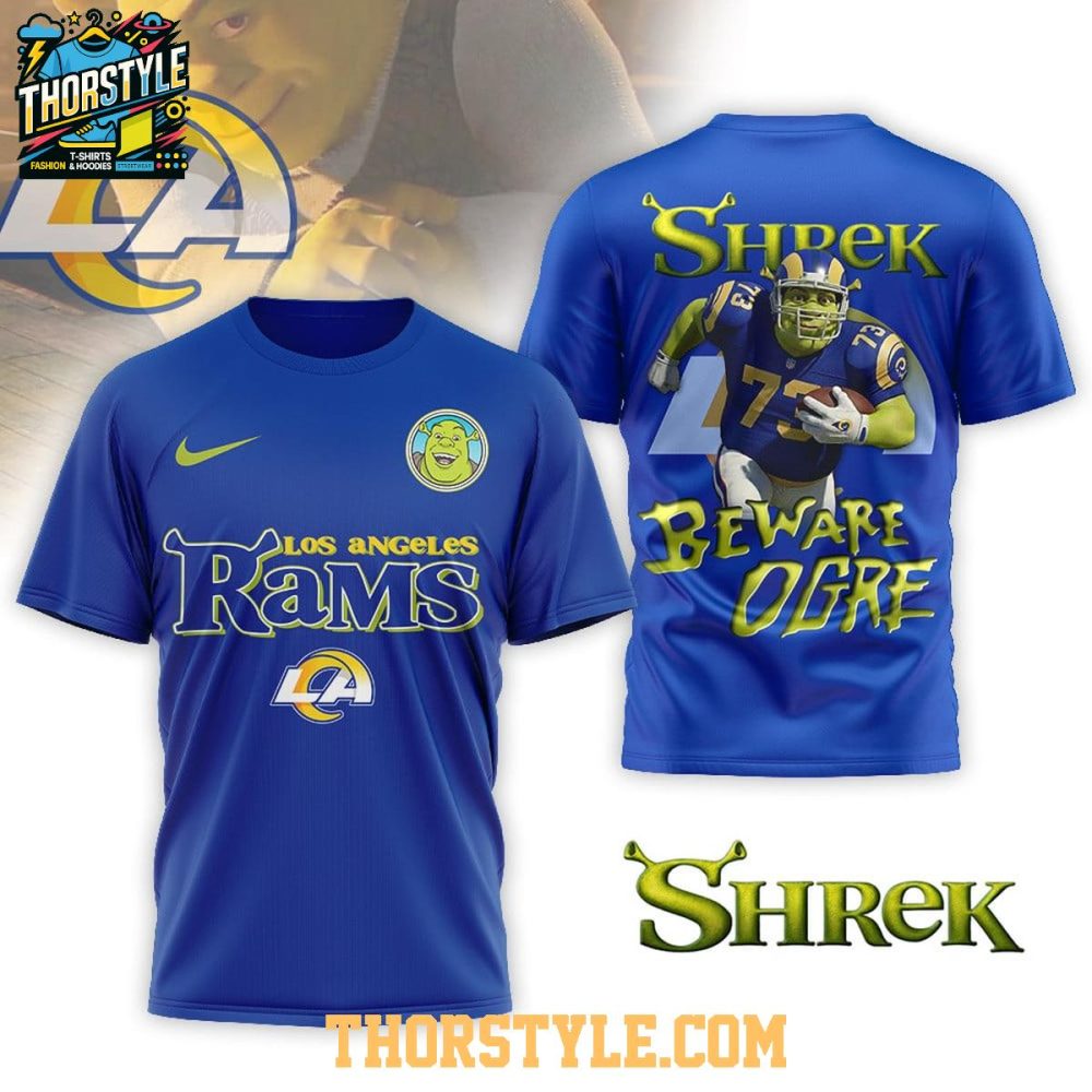Los Angeles Rams Shrek 2025 Nfl Beware Ogre Christmas Hoodie T-Shirt