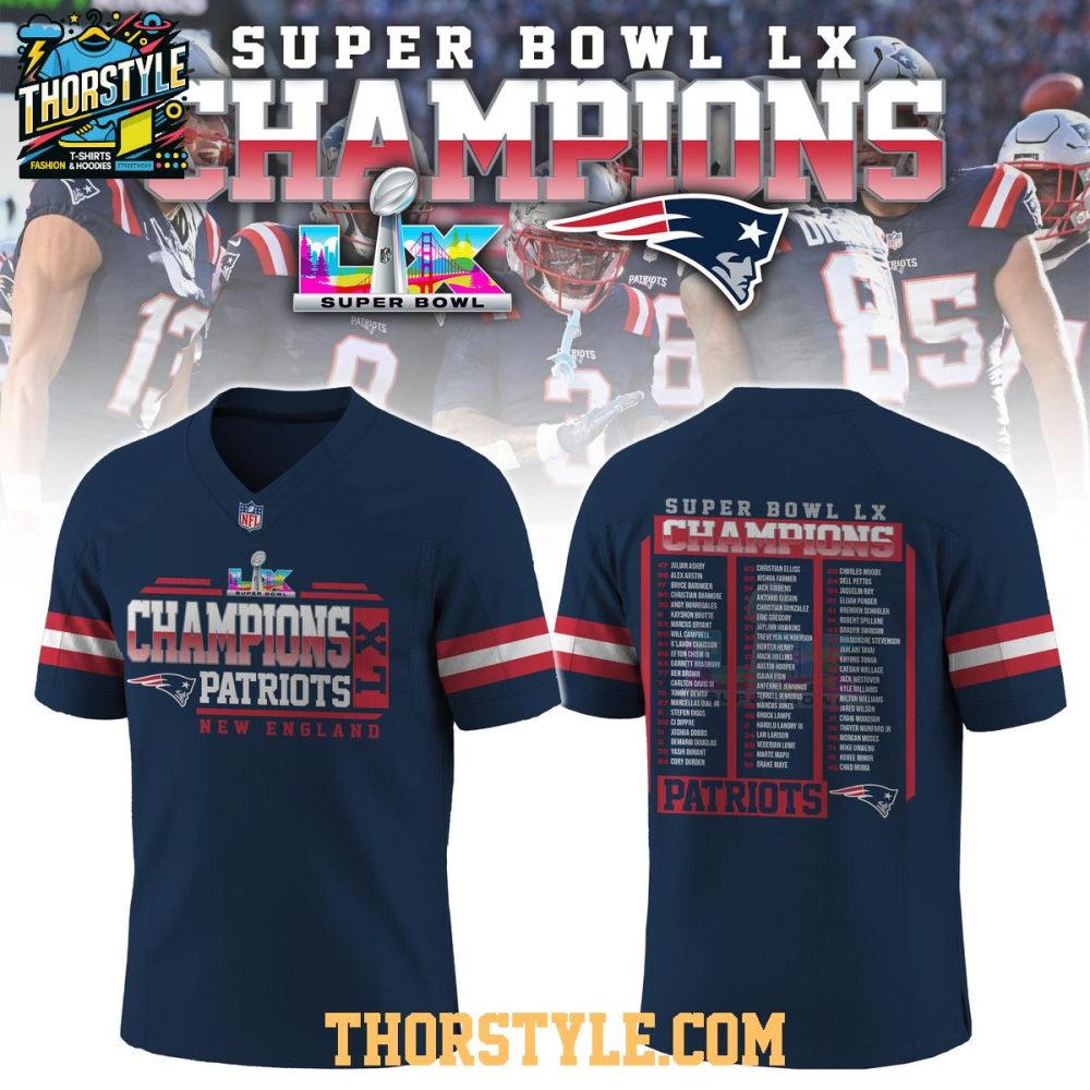 New England Patriots Super Bowl Lix Champions 2026 Personalized Football Jersey