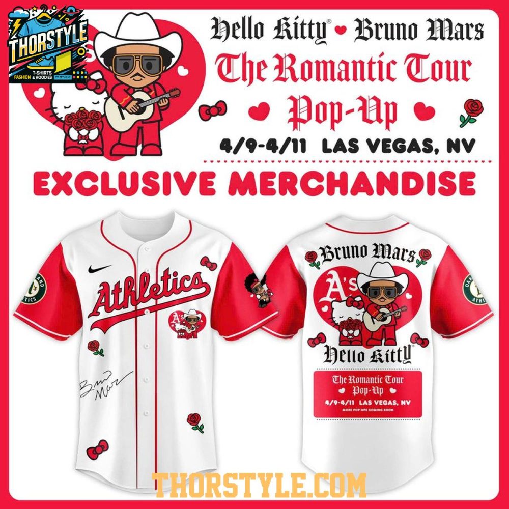 Oakland Athletics Hello Kitty X Bruno Mars Romantic Tour 2026 Pop-Up Jersey