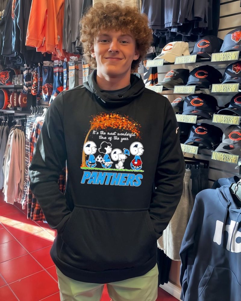 Peanuts X Carolina Panthers Halloween 2026 It’S The Most Wonderful Time Of The Year T-Shirt - Image 2