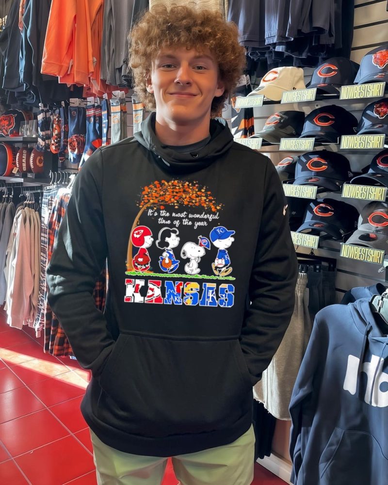 Peanuts X Kansas Sports Team Halloween 2026 It’S The Most Wonderful Time Of The Year T-Shirt - Image 2