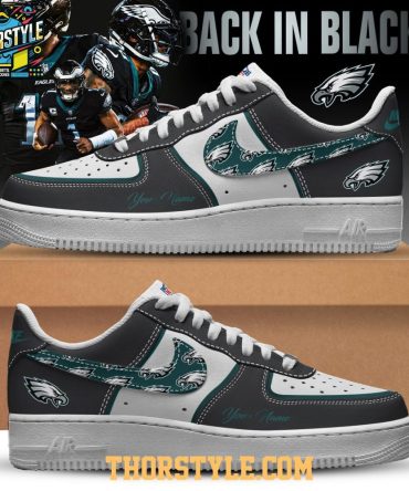 Philadelphia Eagles Back In Black 2025 Personalized Air Force 1 Shoes