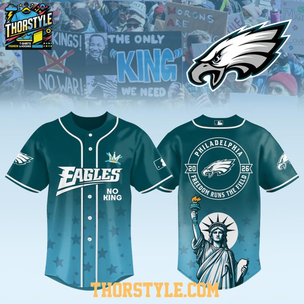 Philadelphia Eagles X No Kings No War 2026 Gameday Baseball Jersey