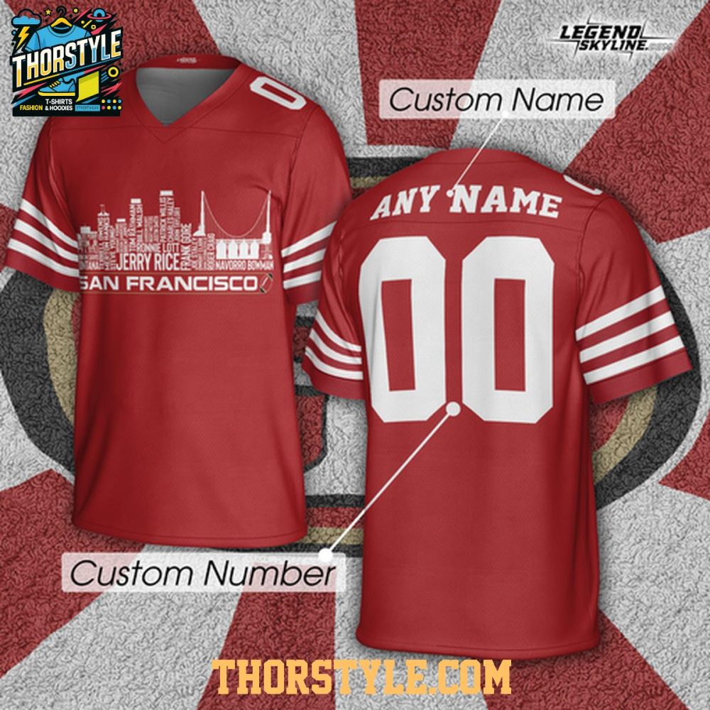San Francisco 49Ers City Skyline Legends Team Personalized Football Jersey