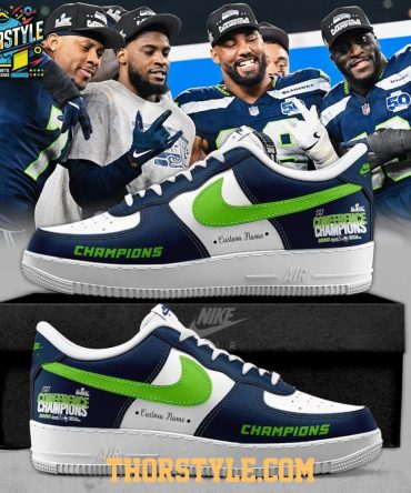 Seattle Seahawks 2025 Nfc Conference Champions Personalized Air Force 1 Shoes