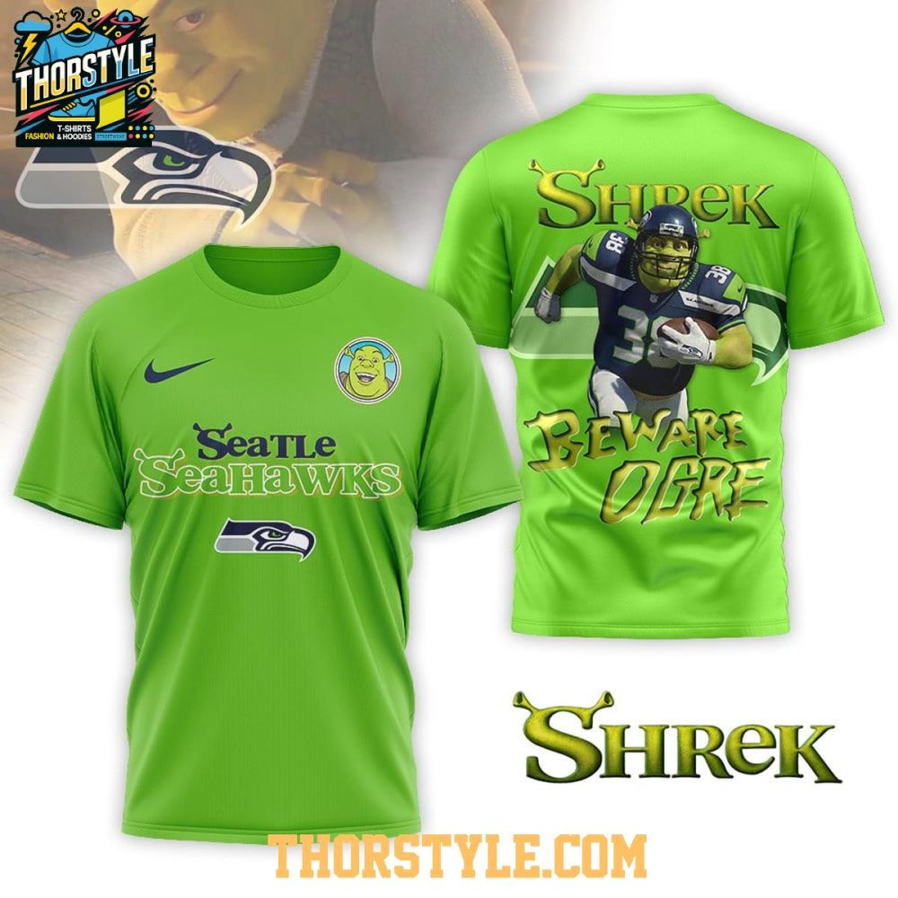Seattle Seahawks Shrek 2025 Nfl Beware Ogre Christmas Hoodie T-Shirt