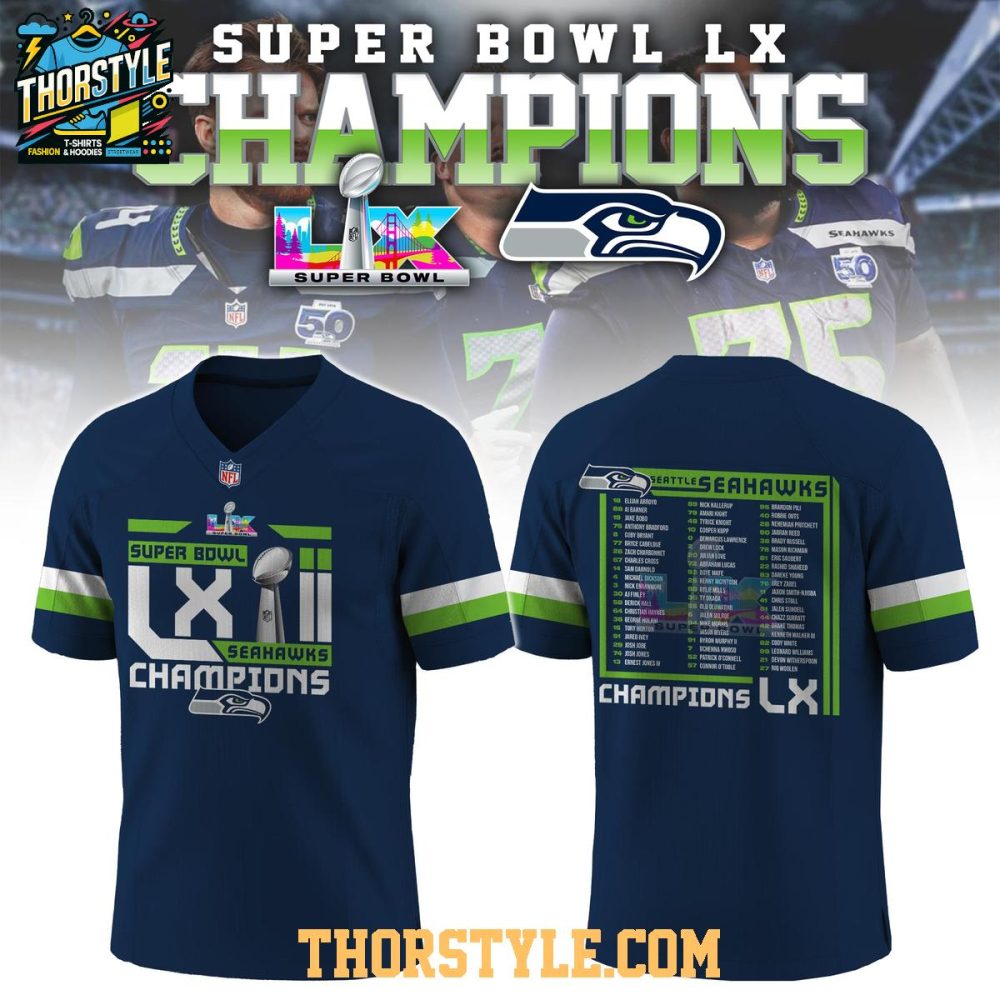 Seattle Seahawks Super Bowl 2026 Nfl Champs Personalized Football Jersey