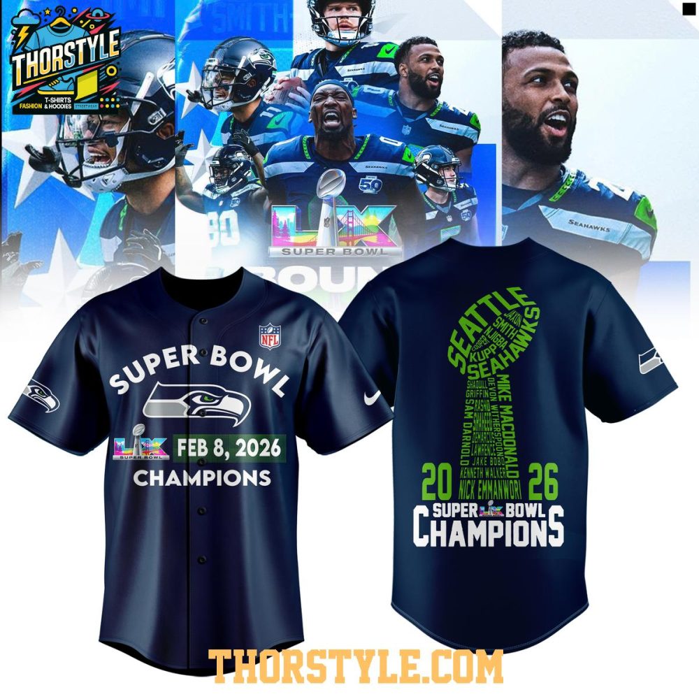 Seattle Seahawks X Super Bowl Champs 2025 Baseball Jersey