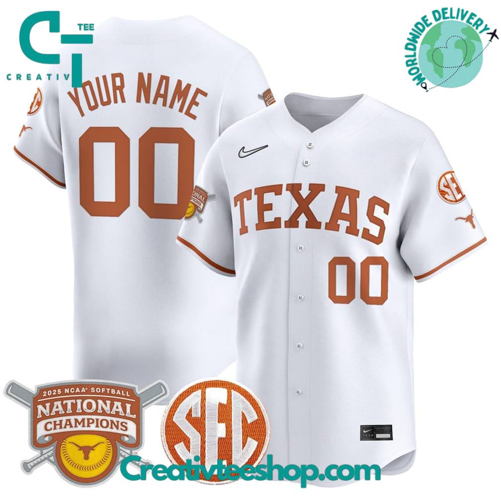 Texas Longhorns Softball National Champions Personalized Baseball Jersey
