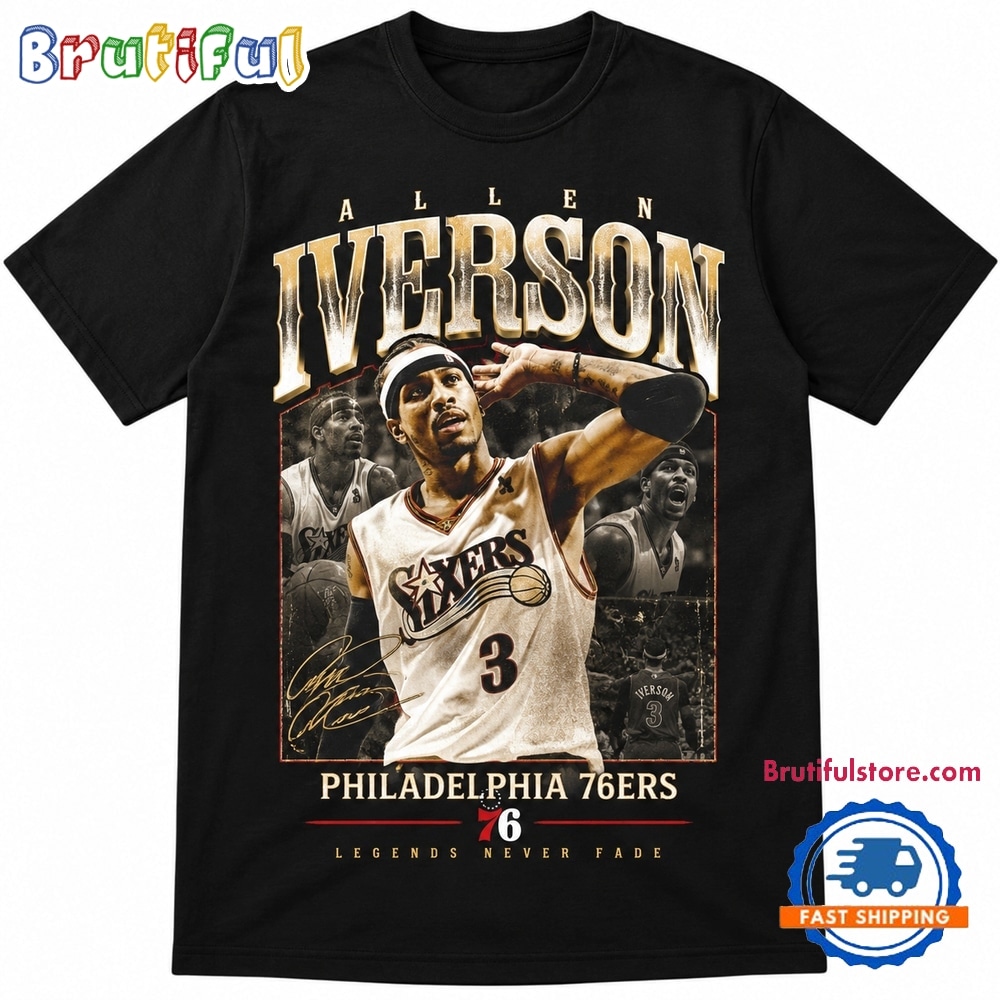 Allen Iverson Philadelphia 76Ers 3 Jersey Portrait T Shirt