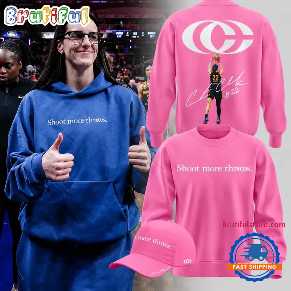 Caitlin Clark Shoot More Threes Logo And Signatures 2026 Pink Sweatshirt