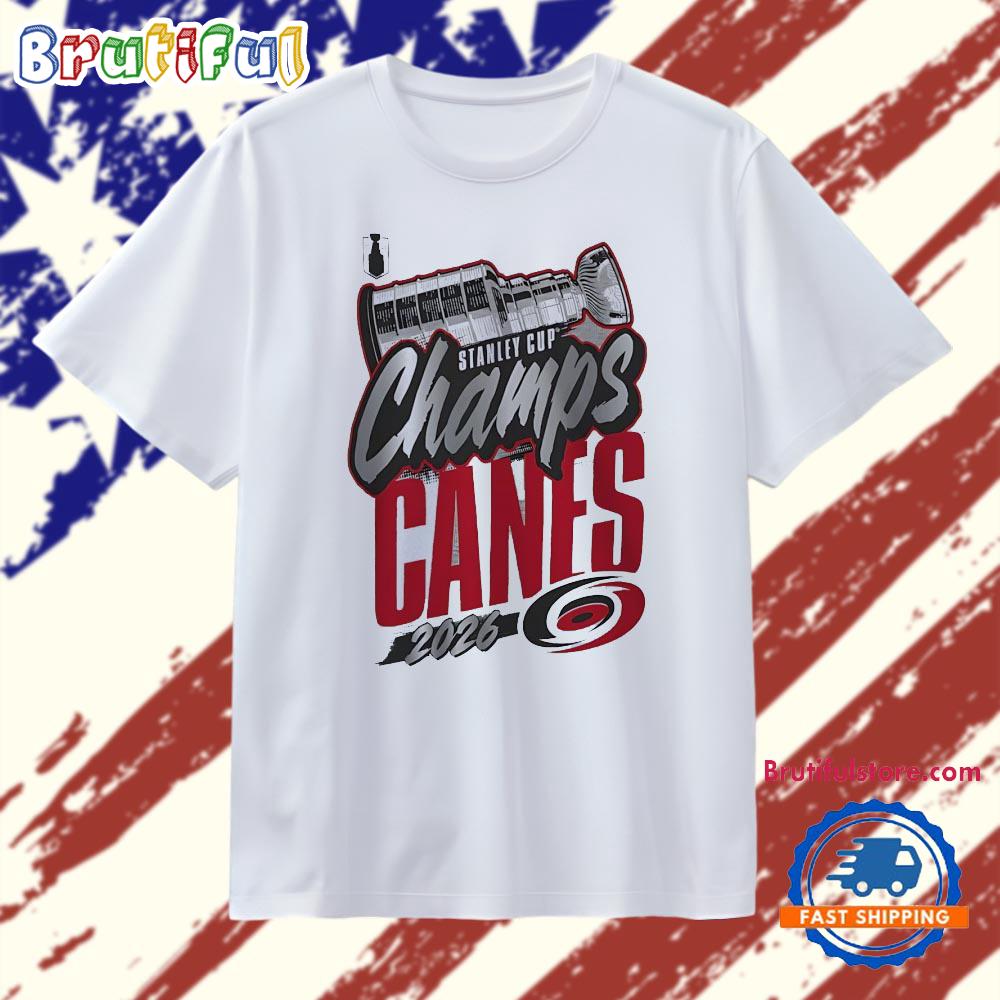 Carolina Hurricanes Stanley Cup Champs Canes 2026 Script Trophy T Shirt