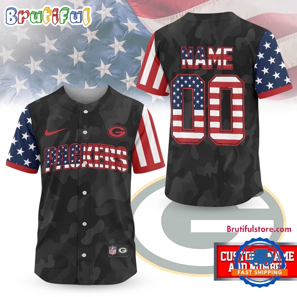Green Bay Packers Nfl American Pride Custom Baseball Jersey Shirt