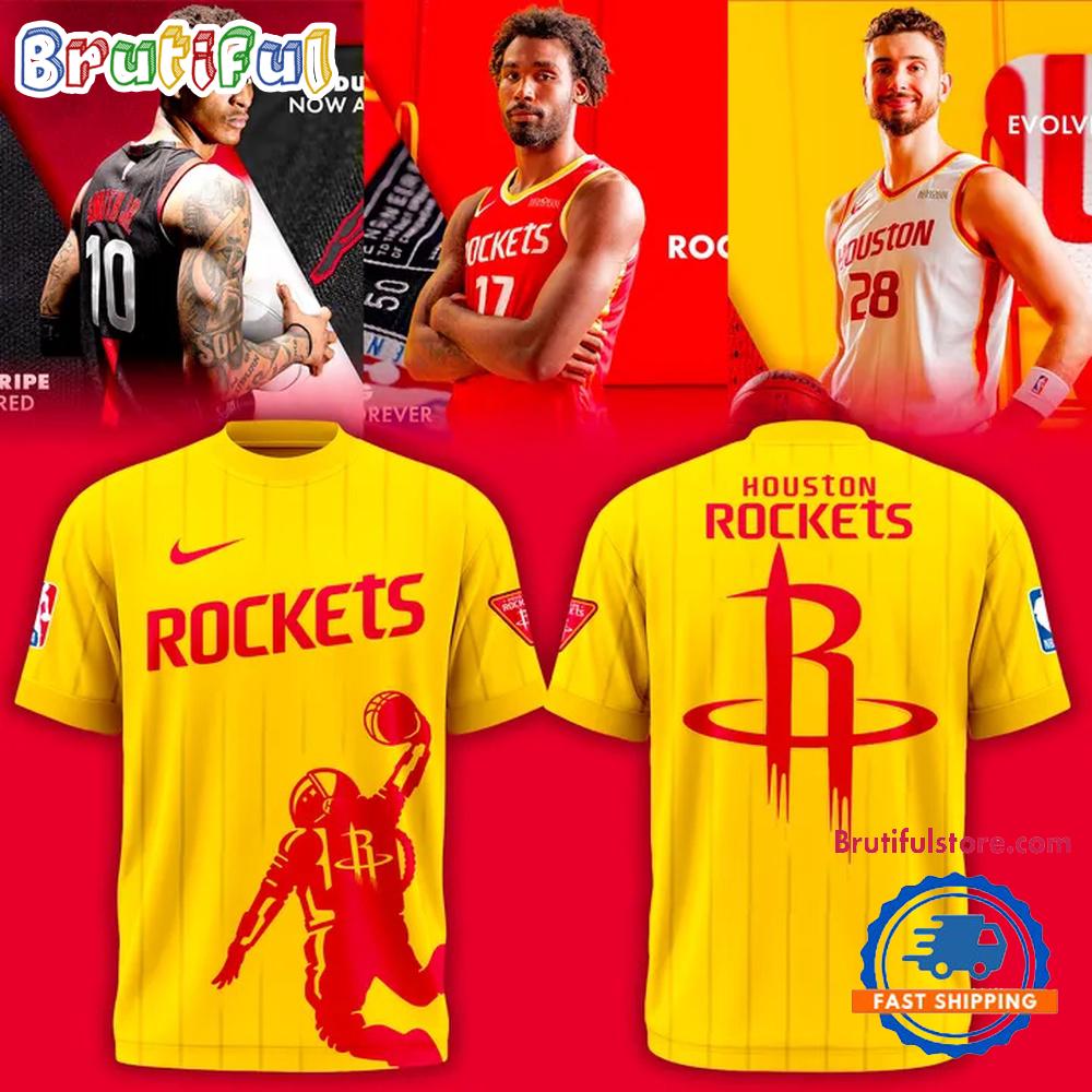 Houston Rockets Nba 2026 New Logo Yellow T Shirt