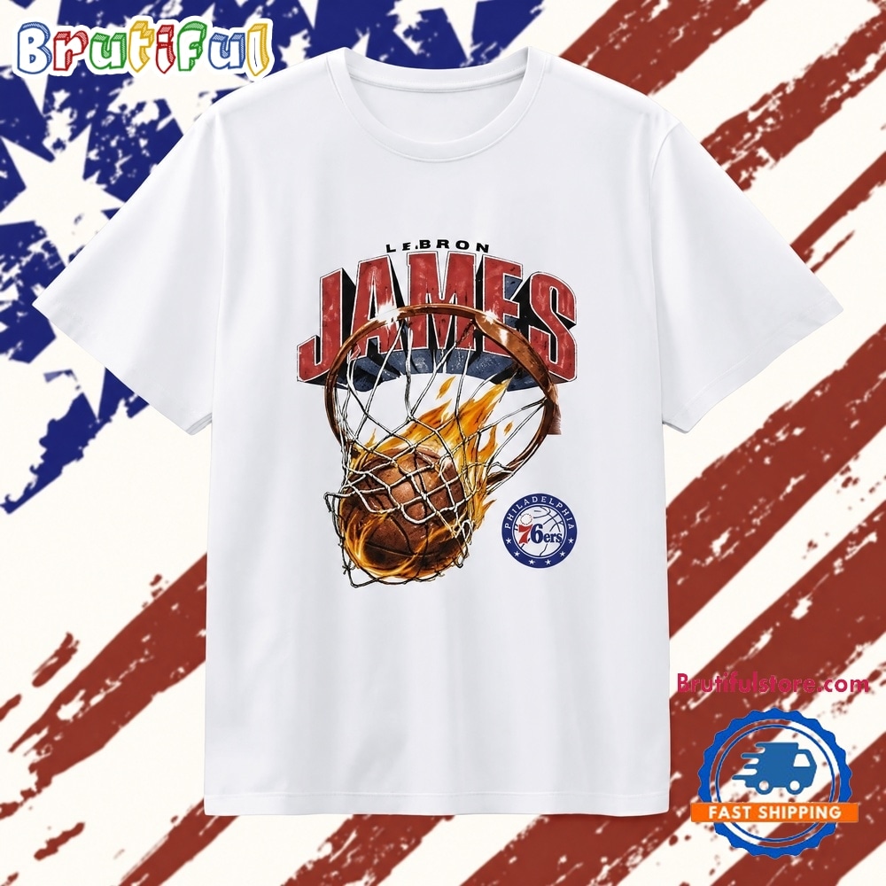 Lebron James Philadelphia 76Ers On Fire Net T Shirt