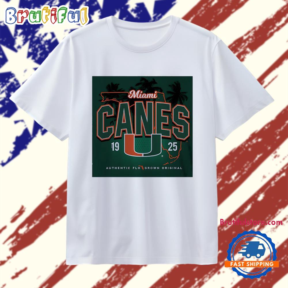 Miami Canes U Logo Palm Trees T Shirt