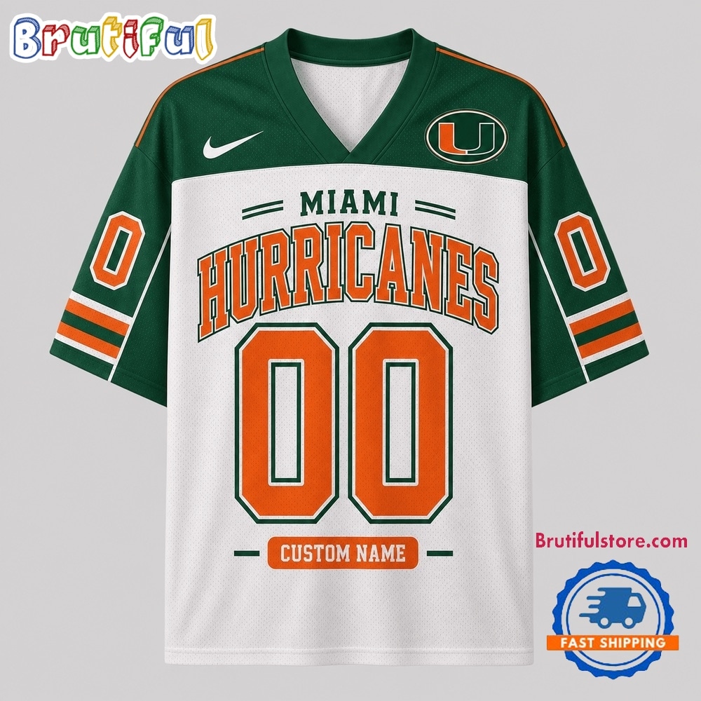 Miami Hurricanes Ncaa College Team Pride Personalized Football Jersey