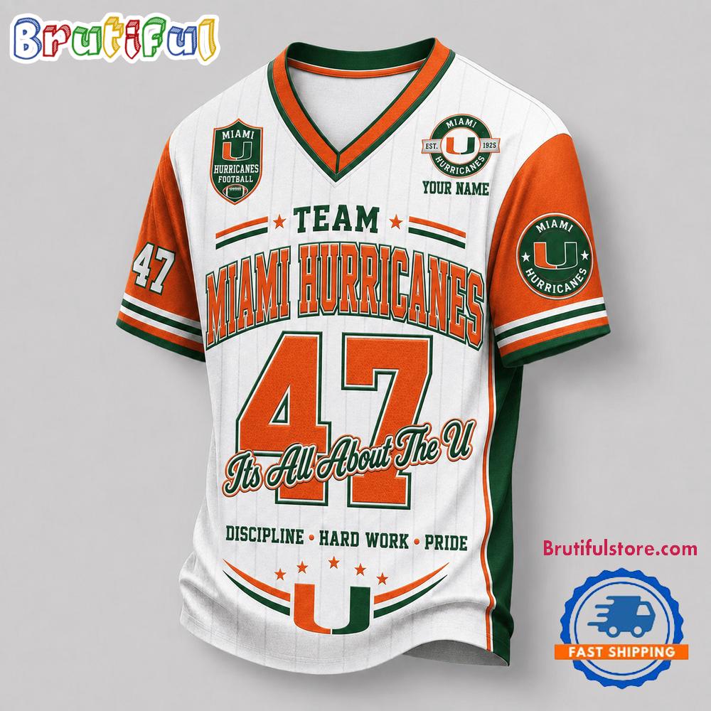 Miami Hurricanes Ncaa Team Legacy Personalized Football Jersey