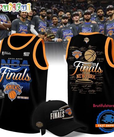 New York Knicks 2026 Eastern Conference Champions Locker Room Signatures Black Basketball Jersey