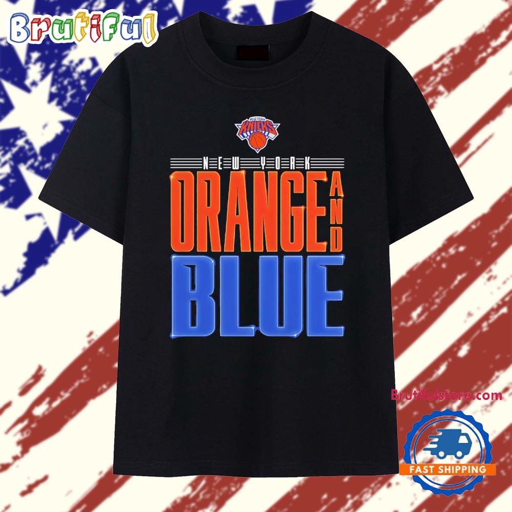New York Knicks Orange And Blue Glowing T Shirt