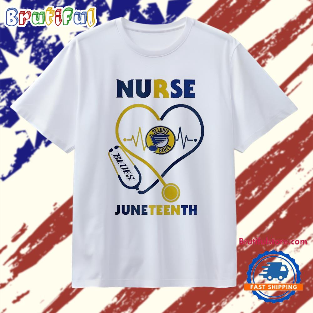 Nurse St Louis Blues Juneteenth Heart Stethoscope T Shirt