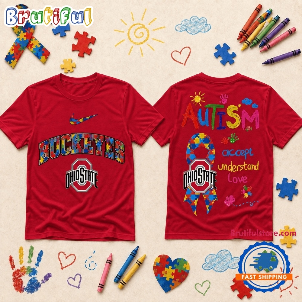 Ohio State Buckeyes Ncaa Autism Awareness Puzzle Ribbon T Shirt