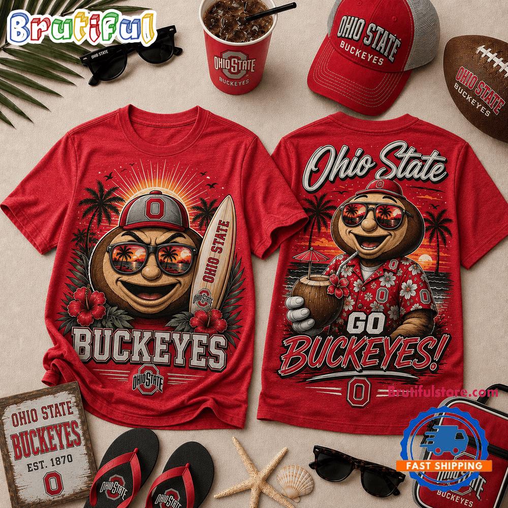 Ohio State Buckeyes Ncaa Summer Tropical Mascot Unisex 3D Shirt