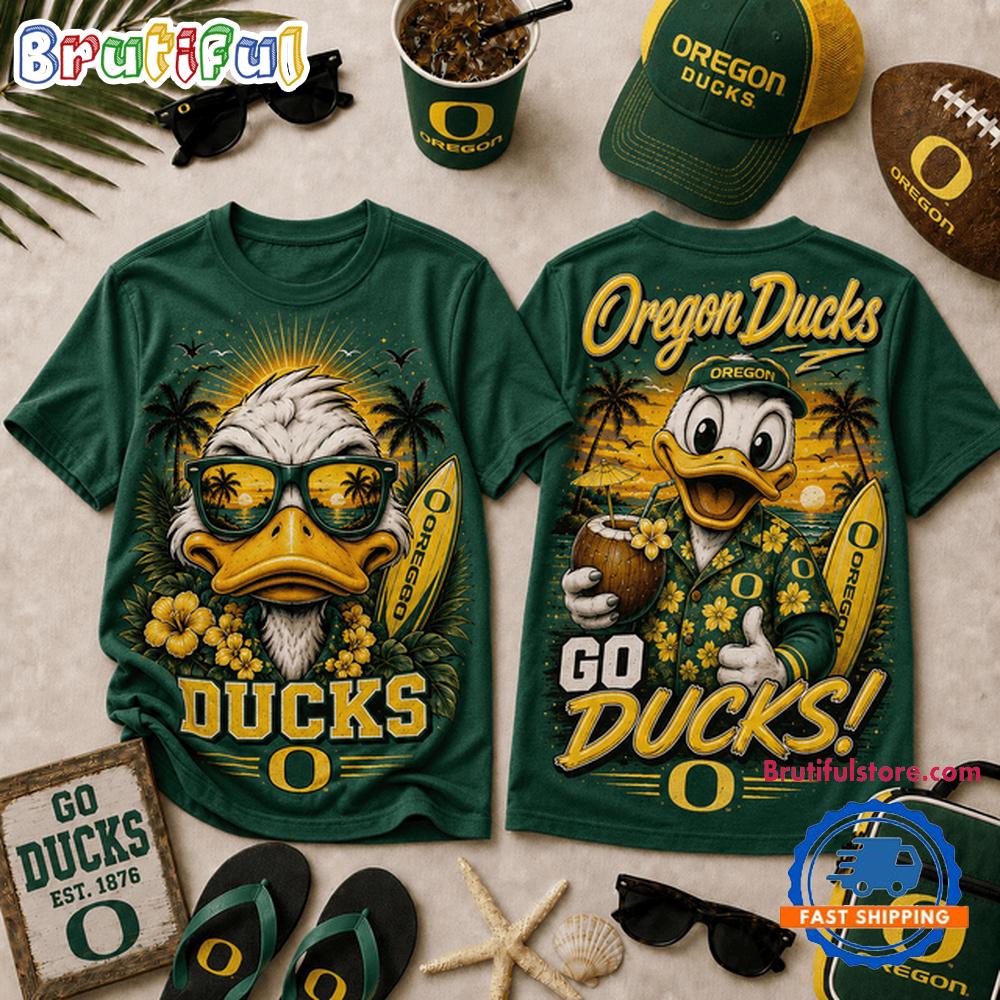 Oregon Ducks Ncaa Summer Tropical Mascot Unisex 3D Shirt