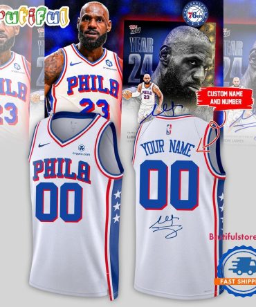 Philadelphia 76Ers Lebron James Signed 2026 Custom Name & Number White Basketball Jersey