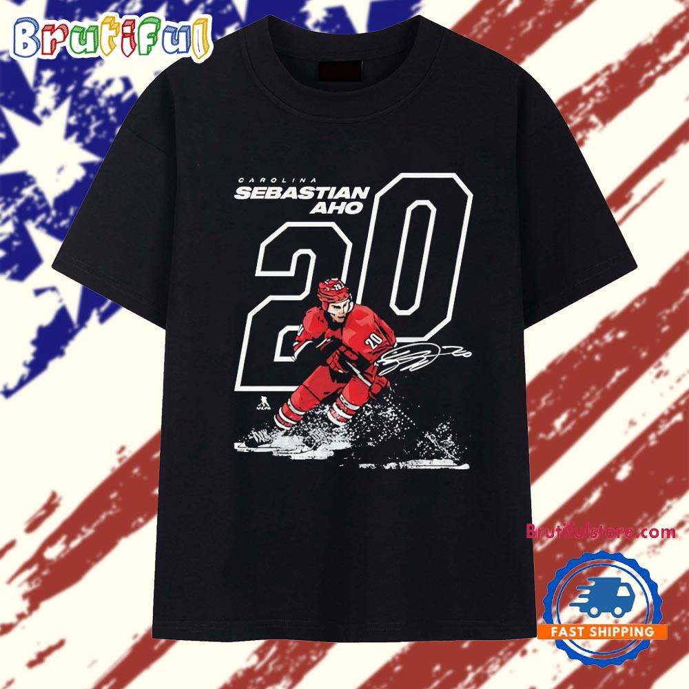 Sebastian Aho Carolina Hurricanes 20 Signature T Shirt