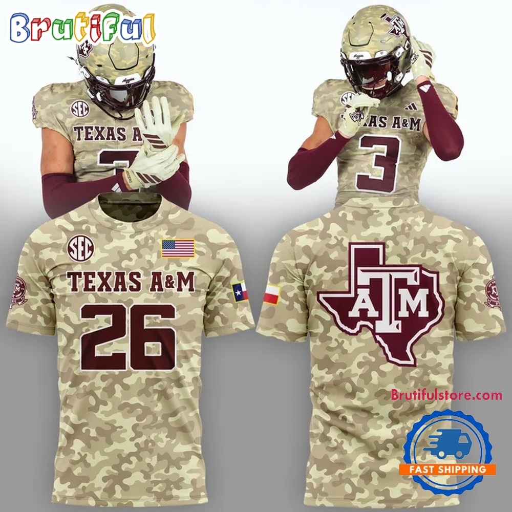 Texas A&M Aggies 2026 Honor & Support Camo T Shirt