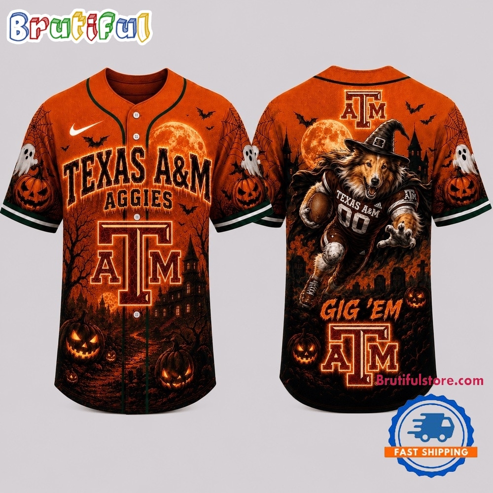 Texas A&M Aggies Ncaa Haunted Night Halloween Baseball Jersey Shirt