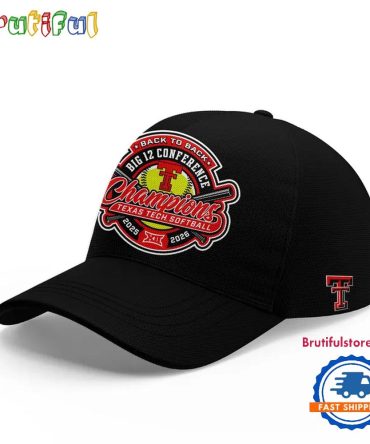 Texas Tech Red Raiders Softball Back-To-Back Big 12 Champions 2026 Black Cap