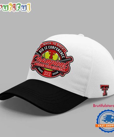 Texas Tech Red Raiders Softball Back-To-Back Big 12 Champions 2026 White Cap