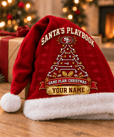 San Francisco 49Ers ,Santa’S Playbook Nfl Santa Hat Custom Name Christmas Gift For Fan - Limited Edition