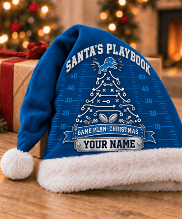 Detroit Lions ,Santa’S Playbook Nfl Santa Hat Custom Name Christmas Gift For Fan - Limited Edition