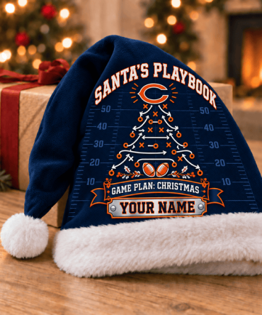 Chicago Bears ,Santa’S Playbook Nfl Santa Hat Custom Name Christmas Gift For Fan - Limited Edition