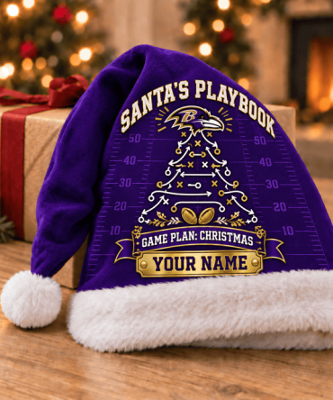 Baltimore Ravens ,Santa’S Playbook Nfl Santa Hat Custom Name Christmas Gift For Fan - Limited Edition