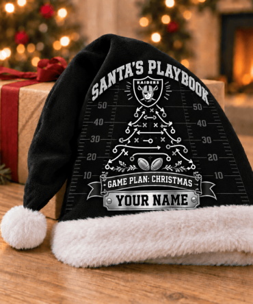 Las Vegas Raiders ,Santa’S Playbook Nfl Santa Hat Custom Name Christmas Gift For Fan - Limited Edition