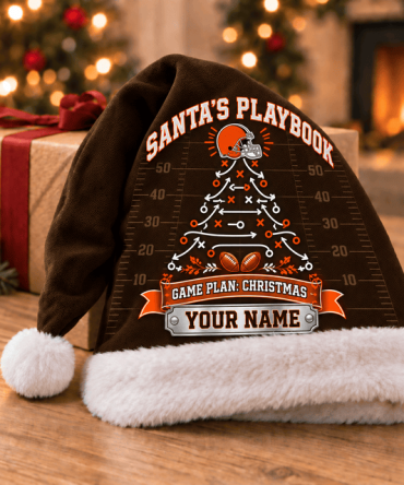 Cleveland Browns ,Santa’S Playbook Nfl Santa Hat Custom Name Christmas Gift For Fan - Limited Edition