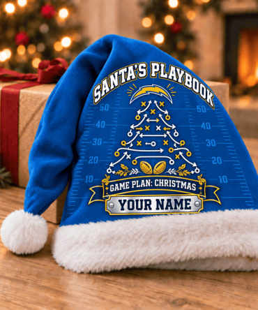Los Angeles Chargers ,Santa’S Playbook Nfl Santa Hat Custom Name Christmas Gift For Fan - Limited Edition