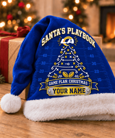 Los Angeles Rams ,Santa’S Playbook Nfl Santa Hat Custom Name Christmas Gift For Fan - Limited Edition