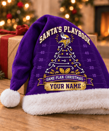 Minnesota Vikings ,Santa’S Playbook Nfl Santa Hat Custom Name Christmas Gift For Fan - Limited Edition