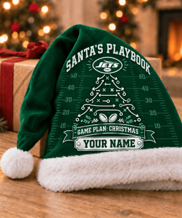 New York Jets ,Santa’S Playbook Nfl Santa Hat Custom Name Christmas Gift For Fan - Limited Edition