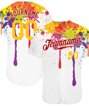 Custom 3D Pattern Design Colorful Bright Ink Splashes Baseball Jersey, Gift For Baseball Fans