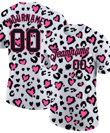Custom 3D Pattern Design Leopard Performance T-Shirt, For Football, Baseball, Hockey, Basketball, Softball & Rugby Fans
