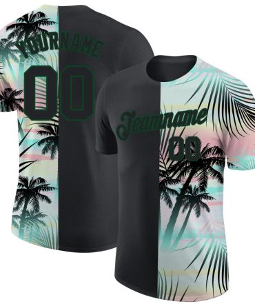Custom 3D Pattern Design Tropical Hawaii Palm Leaves Performance T-Shirt, For Football, Baseball, Hockey, Basketball, Softball & Rugby Fans