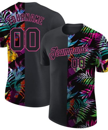 Custom 3D Pattern Design Tropical Hawaii Palm Leaves Performance T-Shirt, For Football, Baseball, Hockey, Basketball, Softball & Rugby Fans